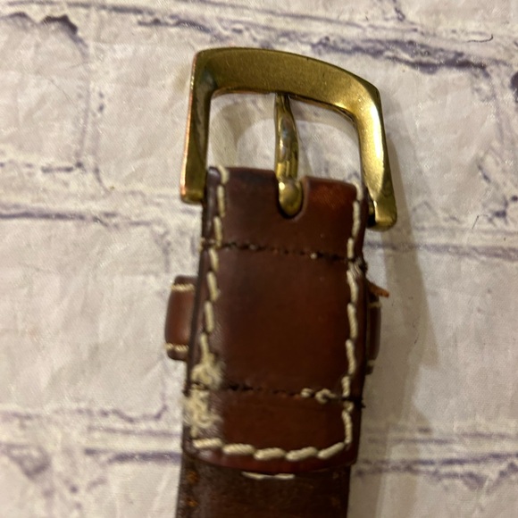 LAUREN RALPH LAUREN MENS BROWN LEATHER VINTAGE RUSTIC WITH STITCHING BELT 44 - Picture 3 of 13